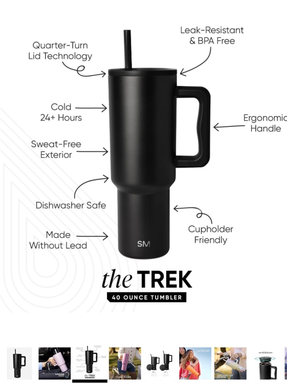 Trek 40 oz Tumbler by Simple Modern - black